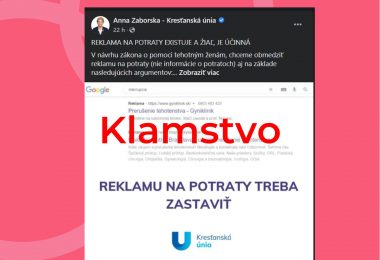 Status Anny Záborskej - Kresťanská únia Reklama na potraty existuje a žiaľ je účinná Veľký červený nápis cez status doplnený Ženskými kruhmi: Klamstvo