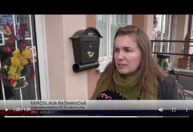 Screenshot z videa, reportáž RTVS. Na zábere je Miroslava Rašmanová.