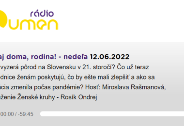 Rádio Lumen Vitaj doma, rodina! - nedeľa 12.06.2022 Ako vyzerá pôrod na Slovensku v 21. storočí? Čo už teraz pôrodnice ženám poskytujú, čo by ešte mali zlepšiť a ako sa situácia zmenila počas pandémie? Hosť: Miroslava Rašmanová, Združenie Ženské kruhy - Rosík Ondrej