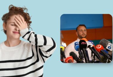 Žena na obrázku sa udiera na čela ako reakcia lacný populizmus ministra Šutaja Eštoka.