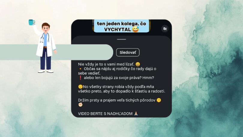 obrazovka s videom lekára, ktorý sa vysmieva rodiacim ženám, keď kričia
